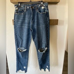 Blank NYC|The Straight Up, Distressed Ripped at the Knee Jeans, Boyfriend Style•